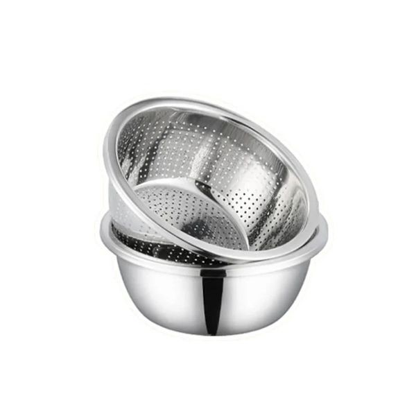 Stainless Steel Mixing Bowl and Strainer Colander Set