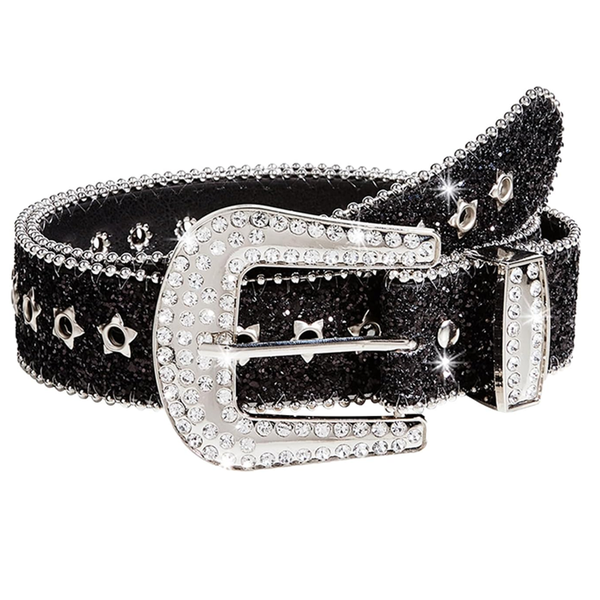 Rhinestone Belt for Jeans Bling Punk PU Leather Belt Glitter Belt Women Man