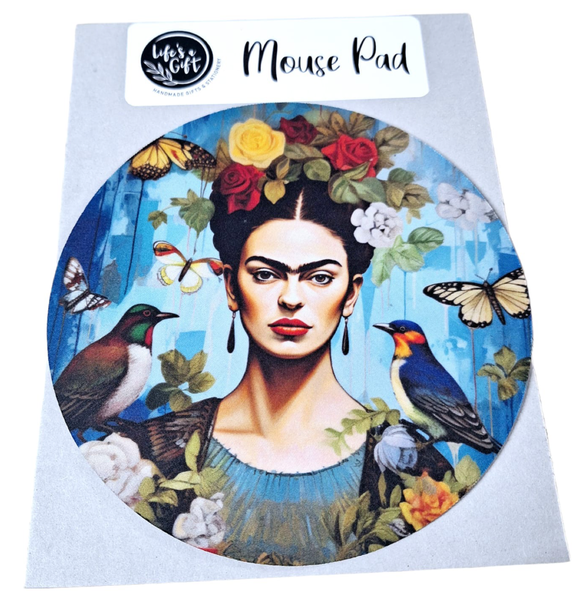 Round Mouse Pads 20 cm - Beautiful Birds &amp; Butterflies &amp; Frida Kahlo