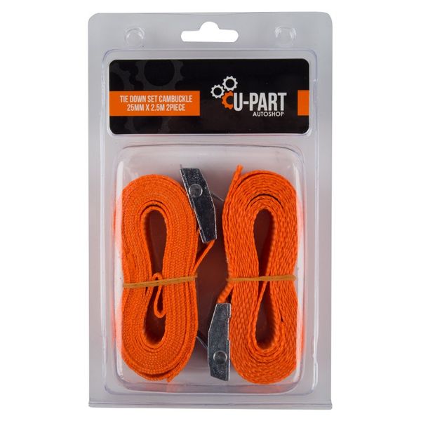 U-Part Tie Down Set Cambuckle 25Mm 2.5M 2 Piece