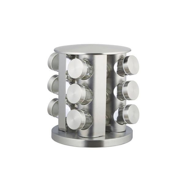 16 Jar Silver Rotating Spice Carousel SRSC16
