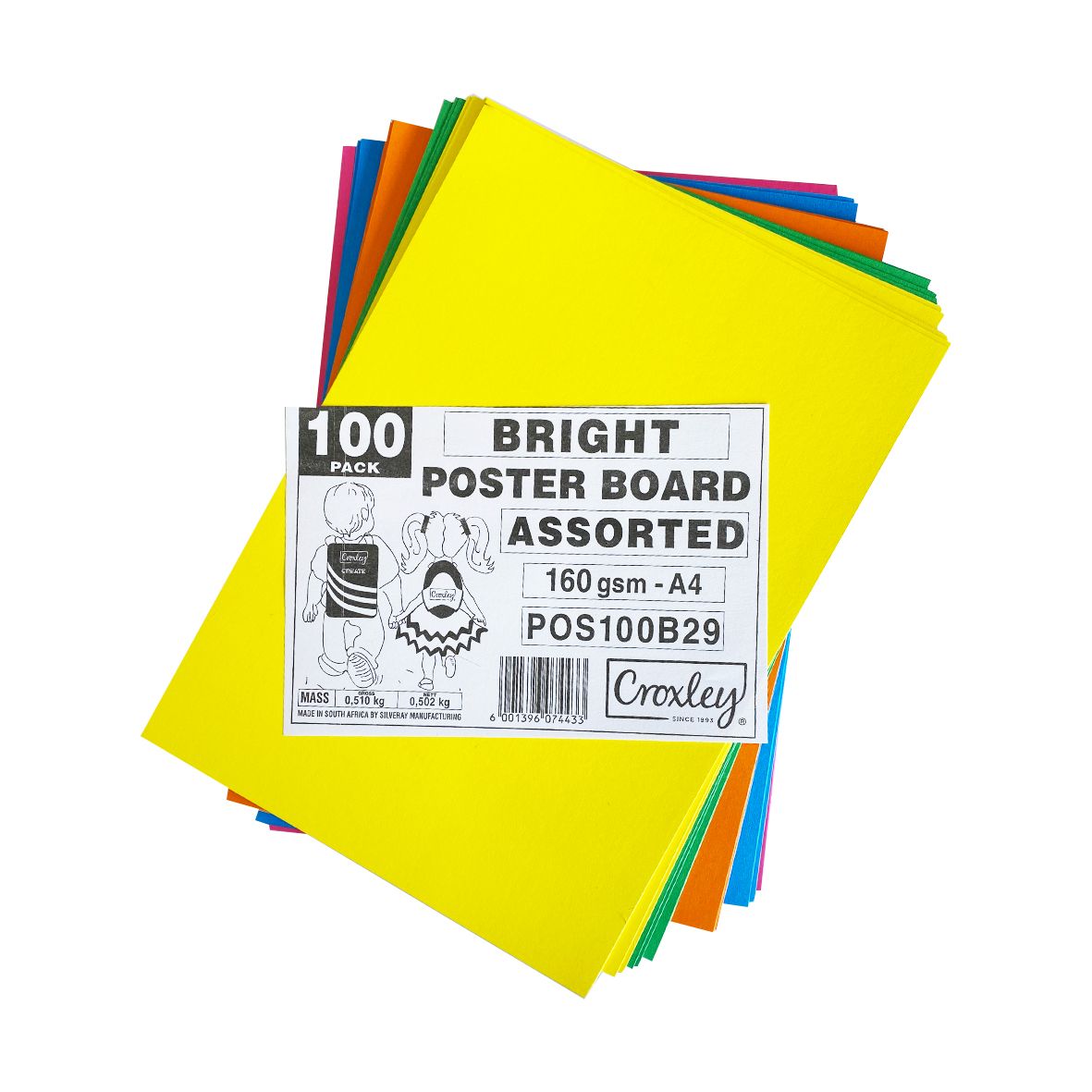Croxley bright poster boards 160gsm a4 pack 100 s assorted shop today