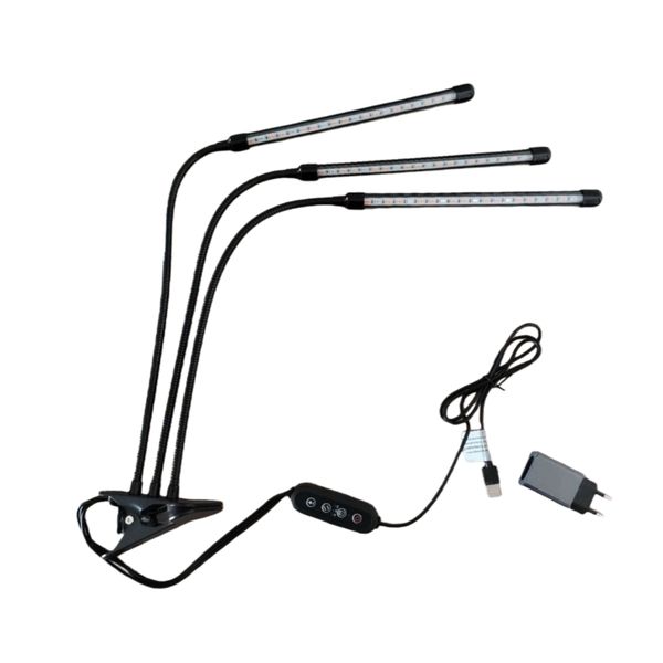 3 Tubes LED Grow Light With Blue&amp;Red Full Spectrum Adjustable Gooseneck
