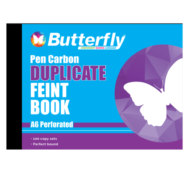 Butterfly A6 Duplicate Book - Feint Plain 200 Sheets (Pack of 10)