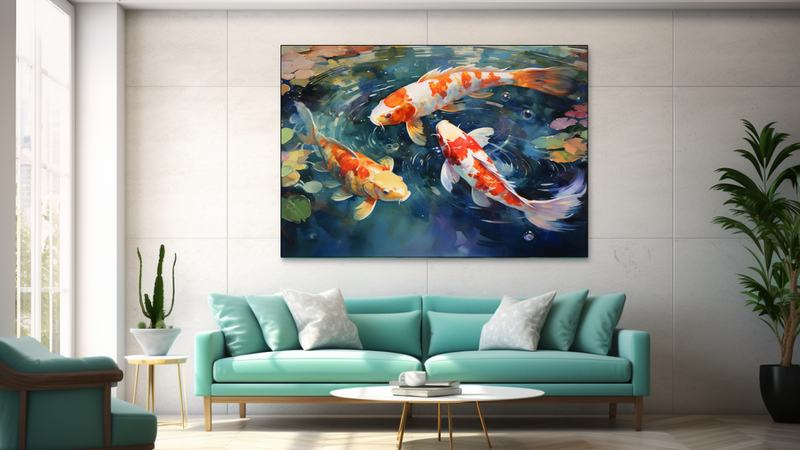 Canvas Wall Art - Koi Pond Reflections Abstract - JT0169