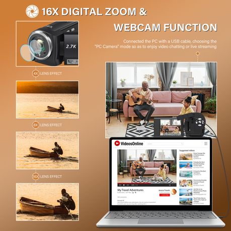 その他 Videography [DVD] Camcorder Video Camera 56MP 16X Digital Zoom,32GB Card Two