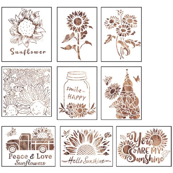Craft Stationery Sunflower mandala Stencil Set of 9(27.9cm)