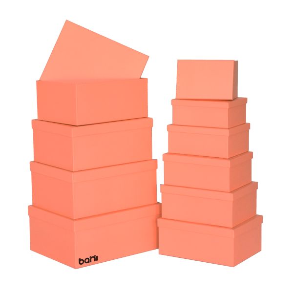 Bani - Peach - 10 Piece Nesting Gift Box Set with Lid