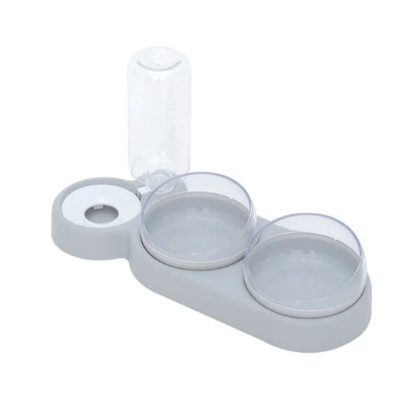 WigWagga - 3 in 1 Automatic Pet Feeder, Double Pet Bowl - Grey