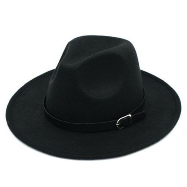 Unisex Wide Brim Panama Fedora Hat with Belt Buckle black | Shop Today ...