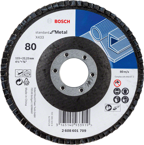 Bosch - Flap disc Standard for Metal 115 mm 22,23 mm 80 straight