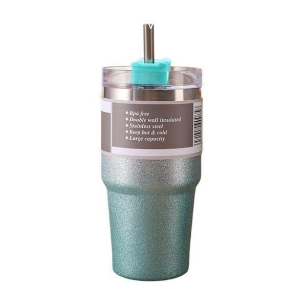 Stainless Steel Glitter Insulated Flask - 600ml - Green