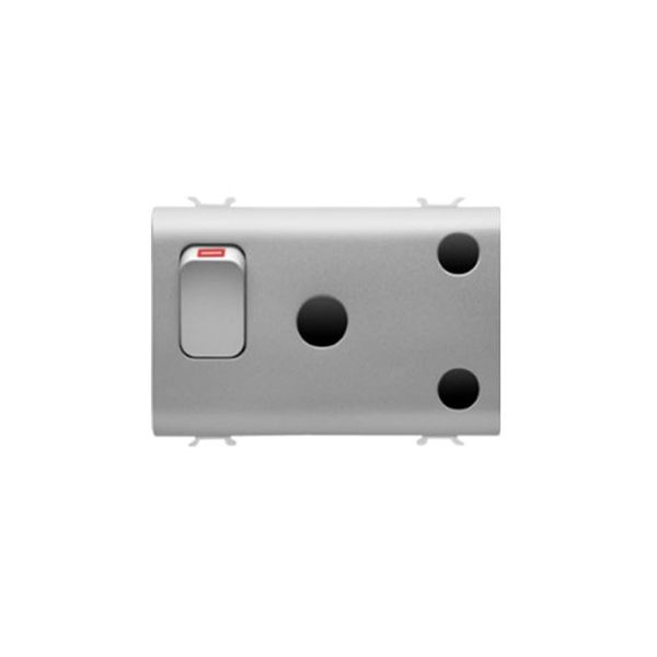 Gewiss - Switched Socket Outlet 2P+E 16A 3 Gang Titanium