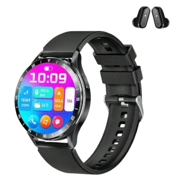 X7 - IP67 Rated 2 In 1 NFC Smart Watch With Built In TWS Earphones - Black