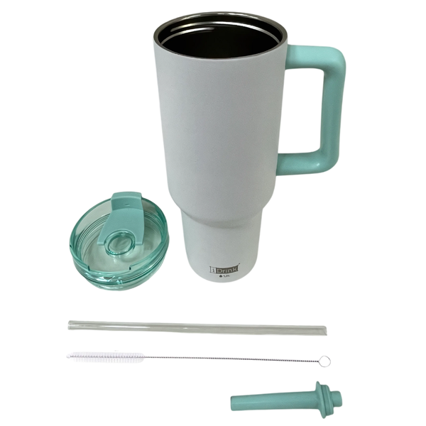 1.2 Litre Triple-Walled Thermal Tumbler -White &amp; Aqua Blue