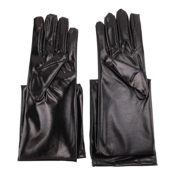 Long gloves in leather optics One Size Black - Black