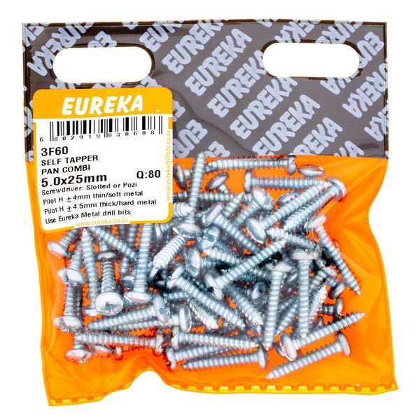 EUREKA Self-Tapper Pan head Combination 5 x 25mm Q:80 3F60