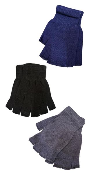 Fingerless Knit Gloves Set of 3 - Stretch Winter Gloves for Women &amp; Men