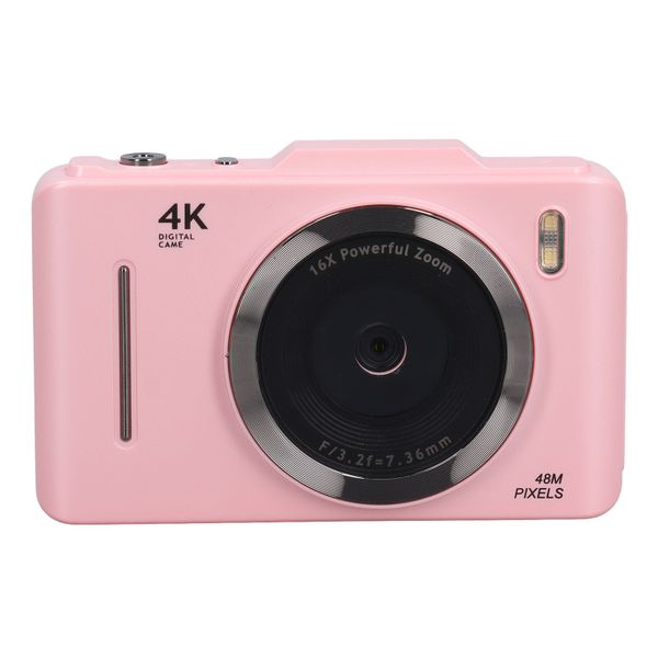 4K Digital Camera, 48MP, 2.8" IPS HD, 16X Zoom, AF, Pocket For Travel, Pink