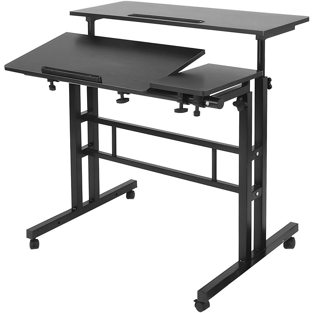 Mobile Height Adjustable Laptop Computer Desk Cart With Wheels