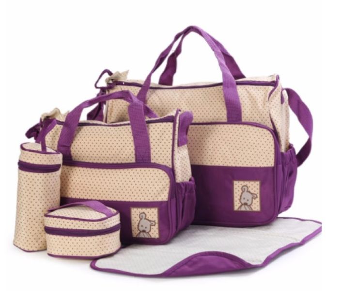 5 in 1 Diaper Bag with Changing Mat - Brown