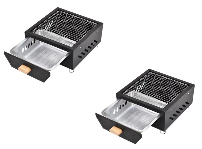 2Pack-Multifunctional Outdoor Camping Charcoal Barbecue Grill