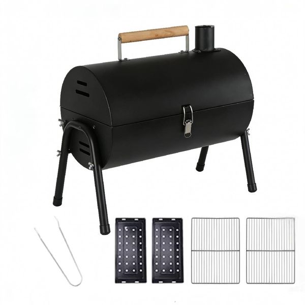Portable Braai Grill | Tabletop Charcoal BBQ with Griddle Plates &amp; Grates