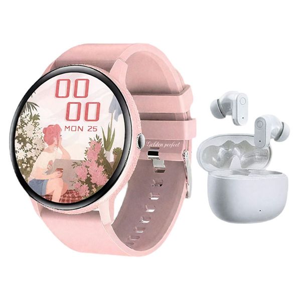 Golden Perfect Trendy Smartwatch &amp; Earbuds Set - Cool &amp; Cute Pink Gift