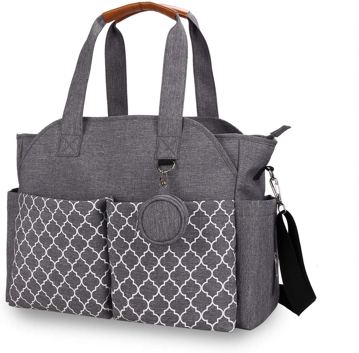 Shoulder Strap Diaper Bag with pacifier case,2 Bottle pockets, Wipes