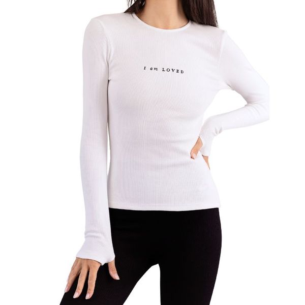 I Am Loved Phoebe Longsleeve Top in Ribbed Cotton Blend Fabric