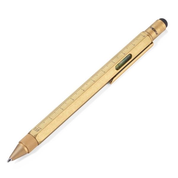 Troika Multitasking Ballpoint Pen Mini Tool Construction Antique Brass