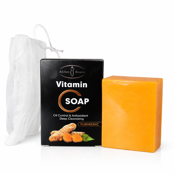 Aichun Beauty Vitamin C Turmeric Soap - Deep Cleansing Facial &amp; Body Bar