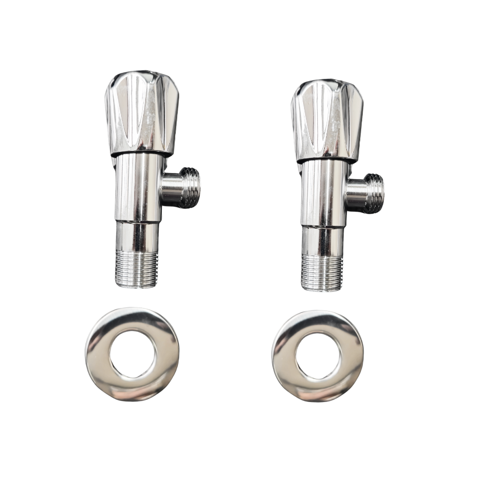 High End 1/4 Chrome Angle Valve Set Of 2 - Single Outlet