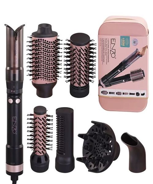 Enzo 7 in 1 Detachable Rotating Hair Dryer Curling Wand Hot Air Brush