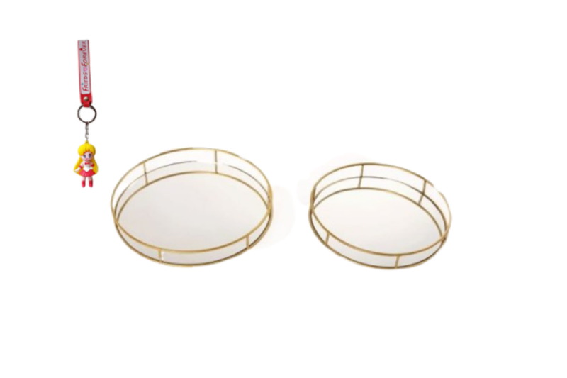Set of 2 Gold Mirrored Trays