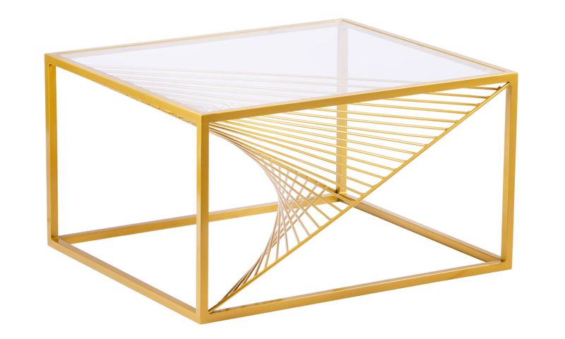 Gold, Silver Glass Square Coffee Table