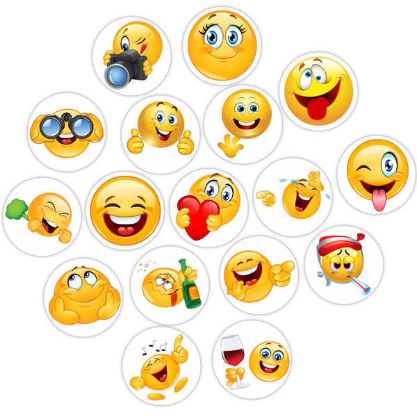 TrendSpire Emojis Vinyl Stickers (Colour) - Set of 17