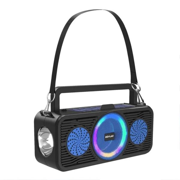 Portable Solar Bluetooth Speaker with Colorful Ring Light, Wireless