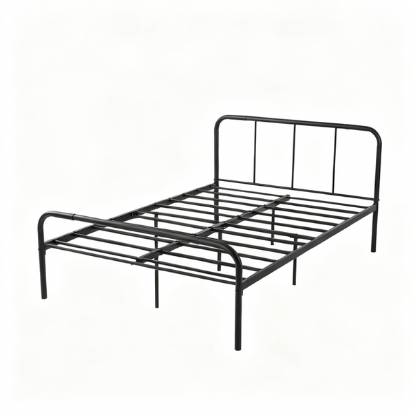 Double Metal Bed Frame 140 x 190 cm Durable and Elegant Black Finish