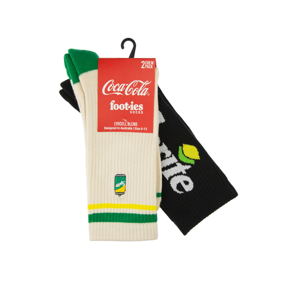 Foot-ies - Sprite 2-Pack Sneaker Socks - Off White Can &amp; Logo Black - M/L
