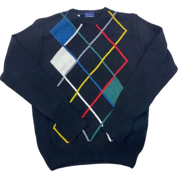 Grant - 52305 L/Wool Black/Color Stripe Mens Crew Jersey