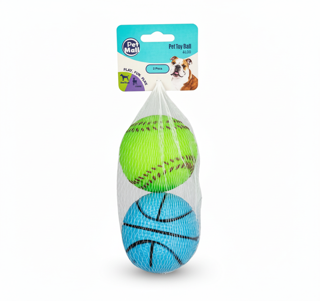 Pet Mall Vinyl Rubber Ball Dog Toy 6.5cm - 2 Piece