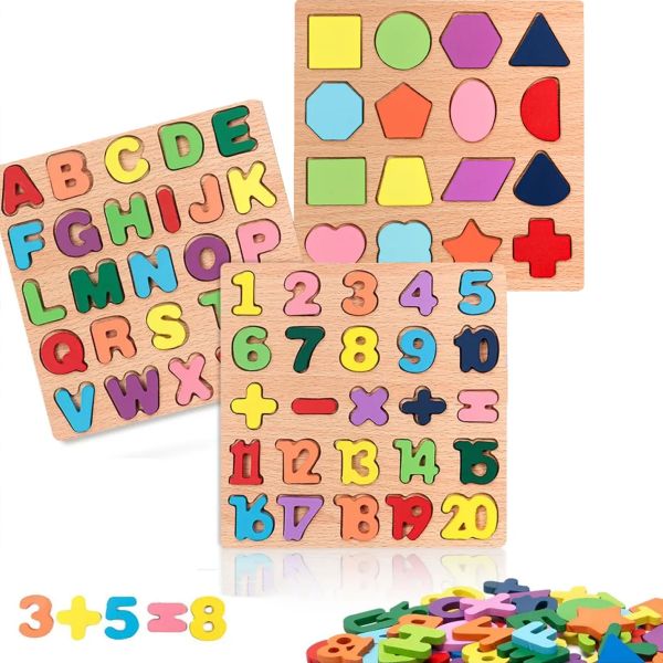 Children's educational toys shape letter number Wooden puzzle set
