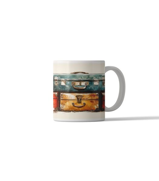 Retro Suitcase DSG 4 Printed Coffee Mug