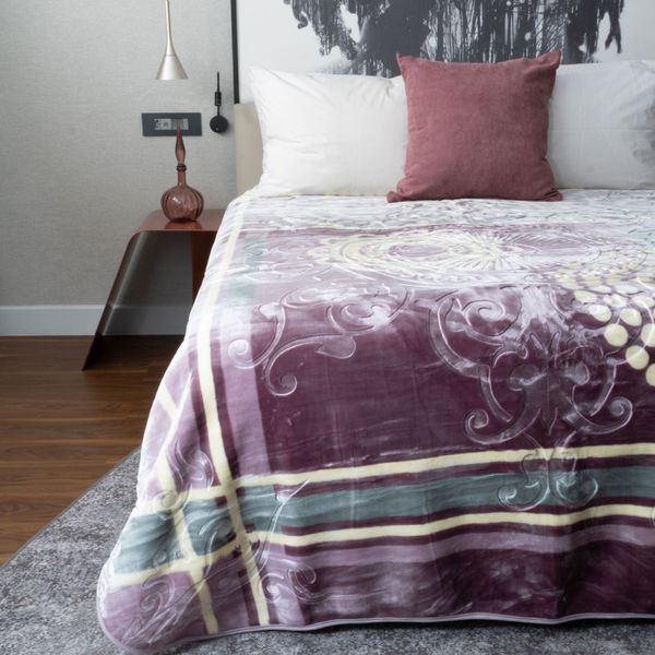 Sesli Paris 2 Ply Mink Blanket - Teal &amp; Cream