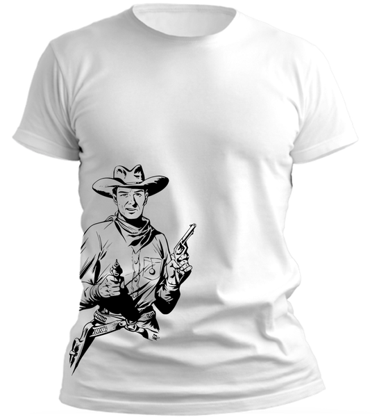 PepperSt Men's White T-Shirt - Black Cowboy