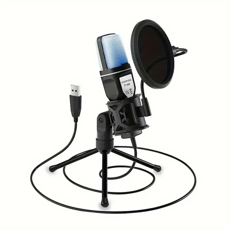 SF-666R RGB Gaming Microphone USB with Pop Filter and Tripod Stand Image