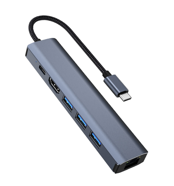 6-in-1 USB-C Hub, Monitor Connection, Laptop Power