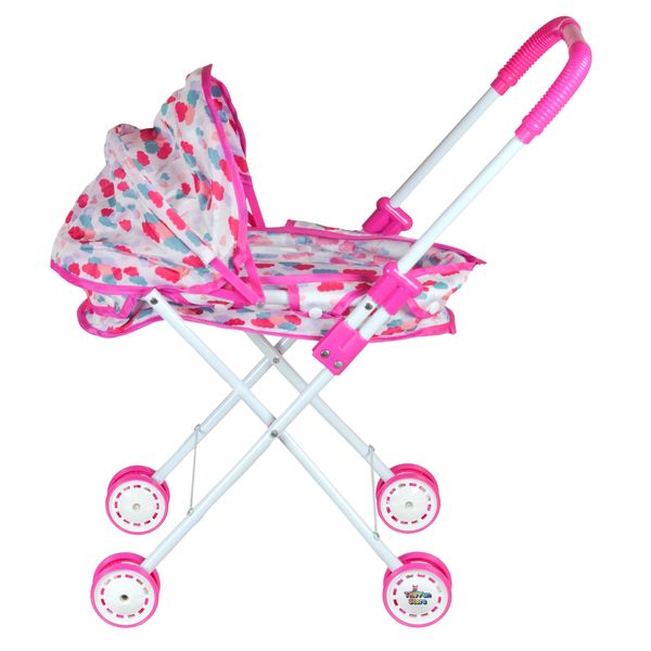 Pink Foldable Doll Pram/Stroller Kids Baby Toy with Wheels
