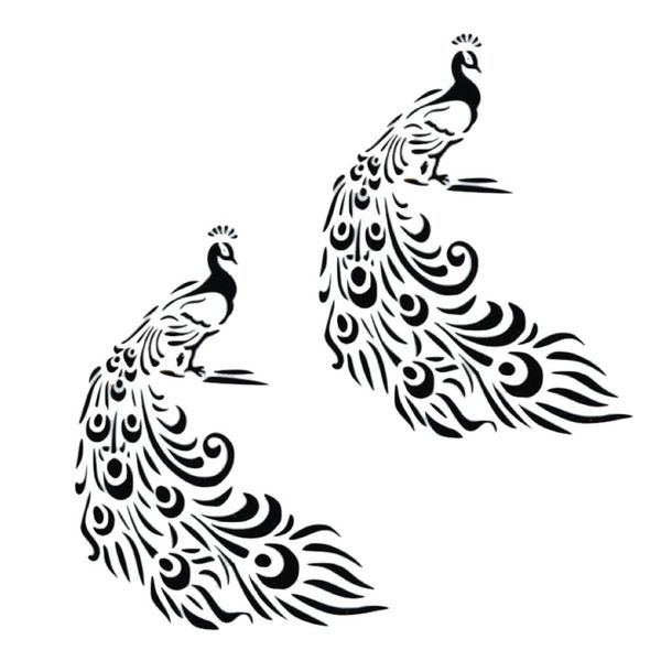 Craft DIY Reusable Plastic Peacock Stencil 30cm - Set of 2